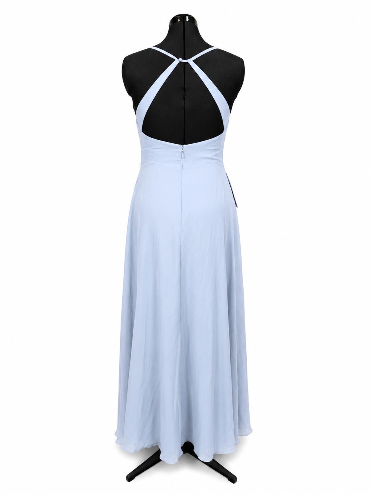 Azazie Davis Dusty Blue Chiffon A-Line V-Neck Bridesmaids Dress (Size 10)