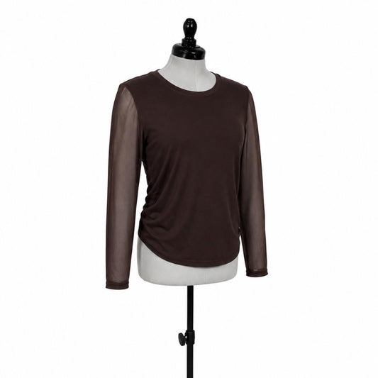 Sanctuary Brown Long Sleeve Mesh Top (XL)