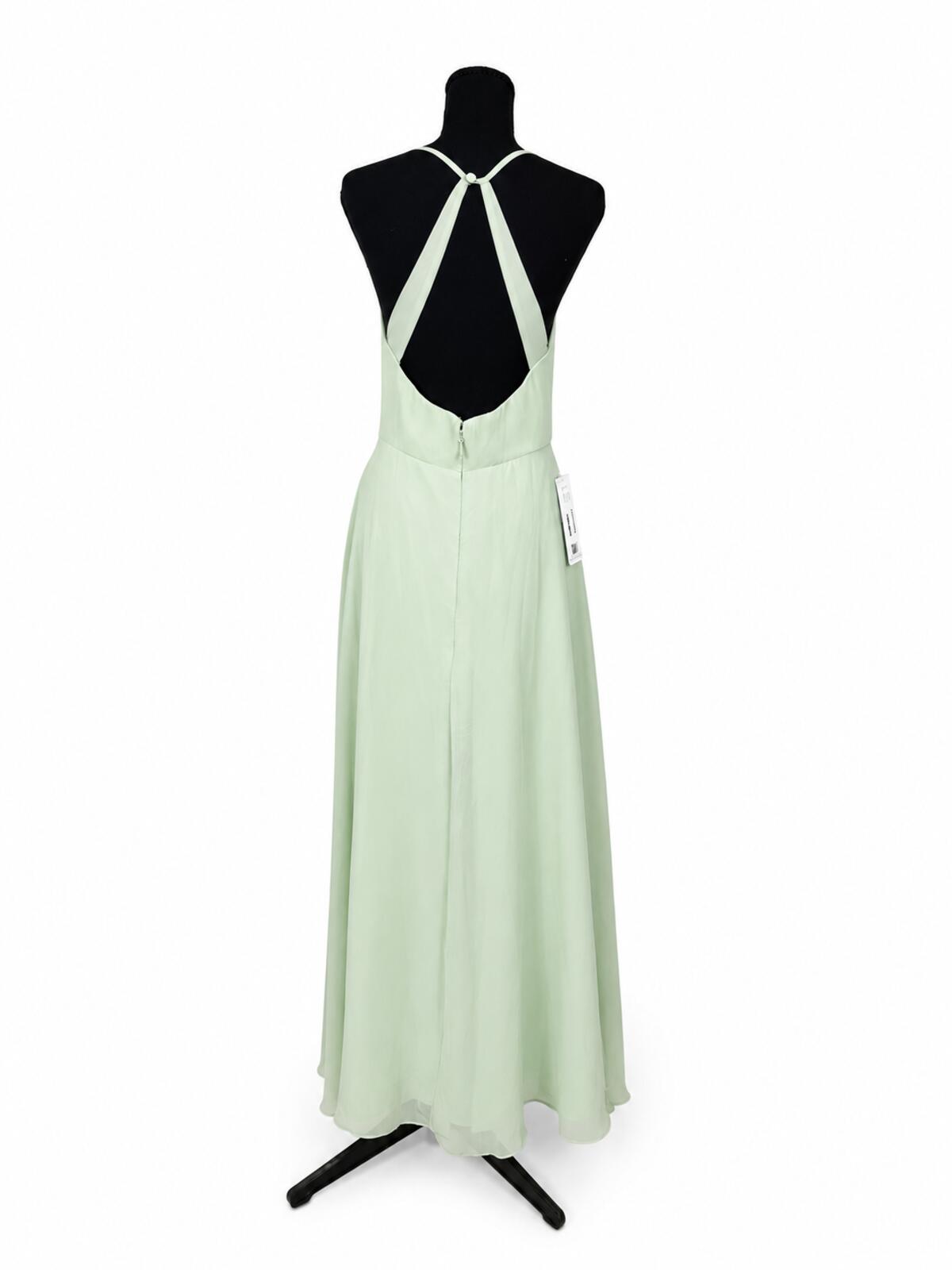 Azazie Davis Dusty Sage Chiffon A-Line V-Neck Bridesmaids Dress (Size 8)
