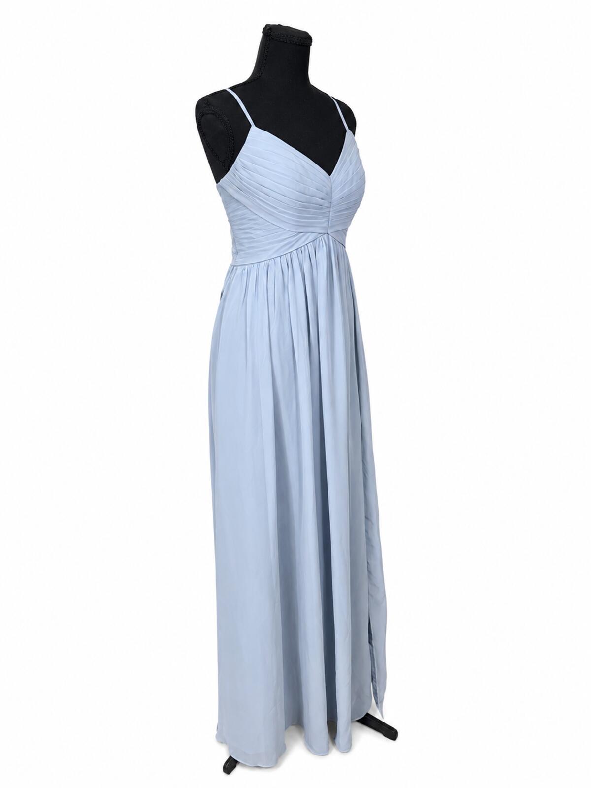 Azazie Alia Dusty Blue Chiffon A-Line Pleated Bridesmaids Dress (Size 8)