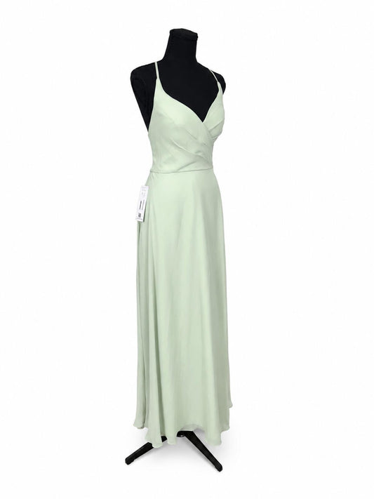 Azazie Davis Dusty Sage Chiffon A-Line V-Neck Bridesmaids Dress (Size 8)