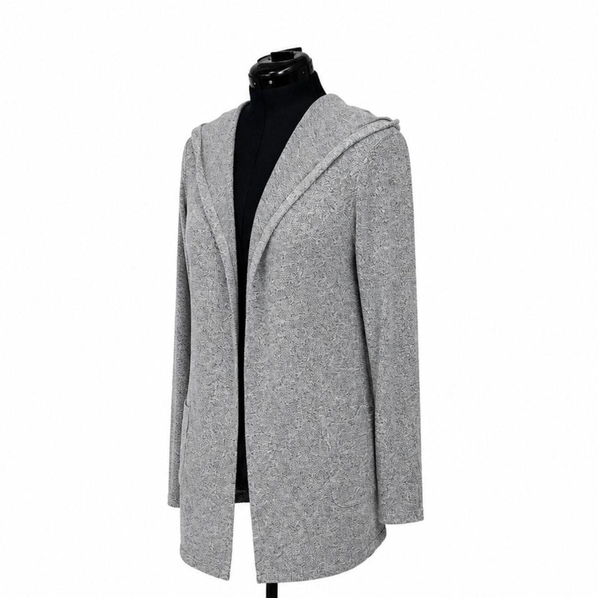 J for Justify Young Contemporary Light Gray Lightweight Hooded Cardigan (L)