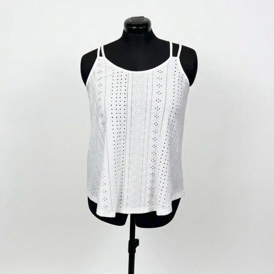 Xieerduo White Eyelet Tank Top (M)
