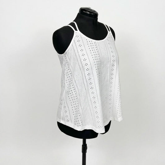 Xieerduo White Eyelet Tank Top (M)