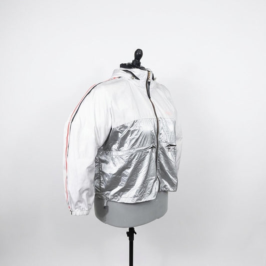 P.E Nation White and Reflective Wind Breaker with Colorful Sleeve Stripes (L)