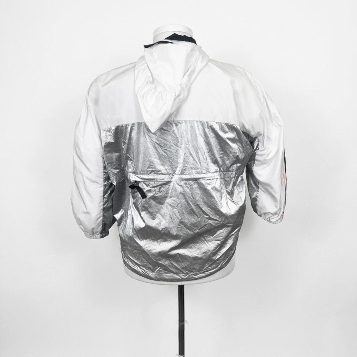 P.E Nation White and Reflective Wind Breaker with Colorful Sleeve Stripes (L)