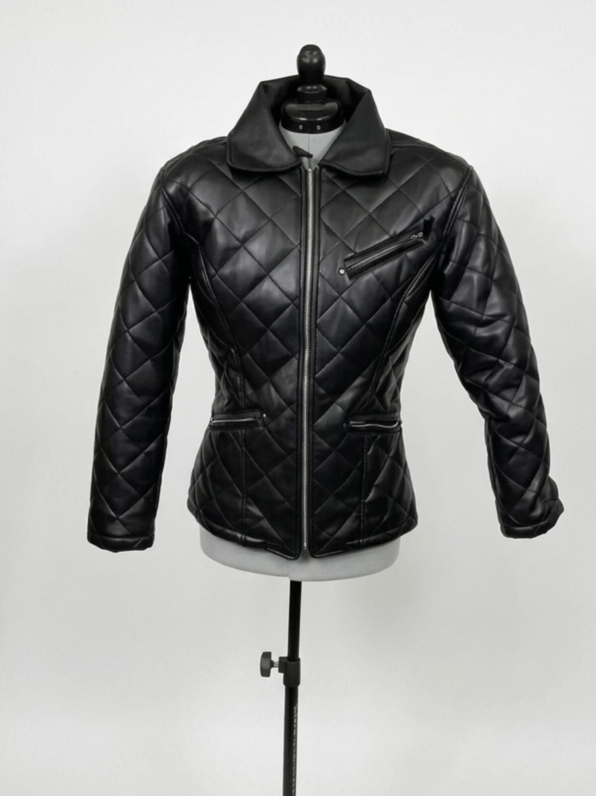 Neutral Zone Black Fitted Leather Jacket w/ Silver Zippers (L)