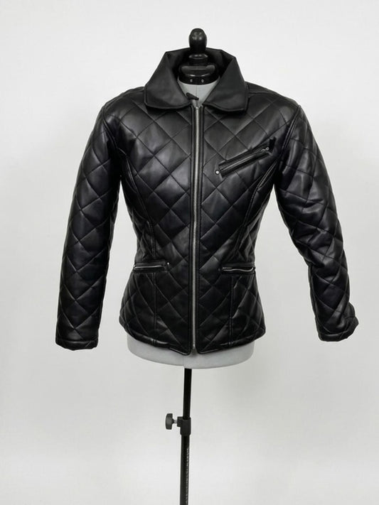 Neutral Zone Black Fitted Leather Jacket w/ Silver Zippers (L)