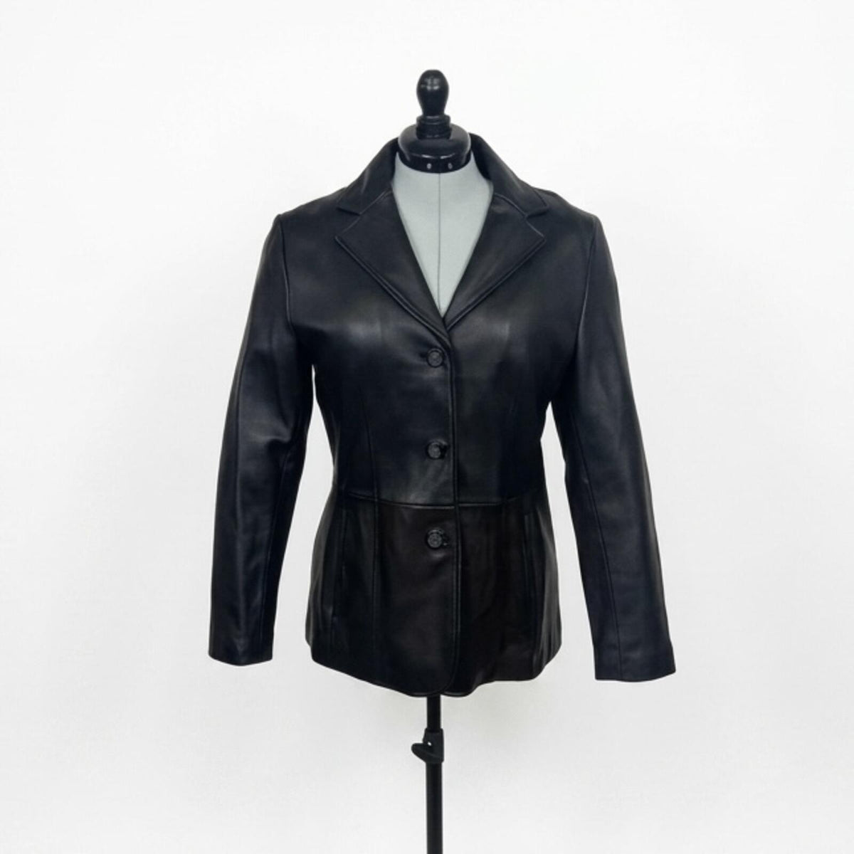 Colebrook Essentials Black Leather Blazer Jacket (L)