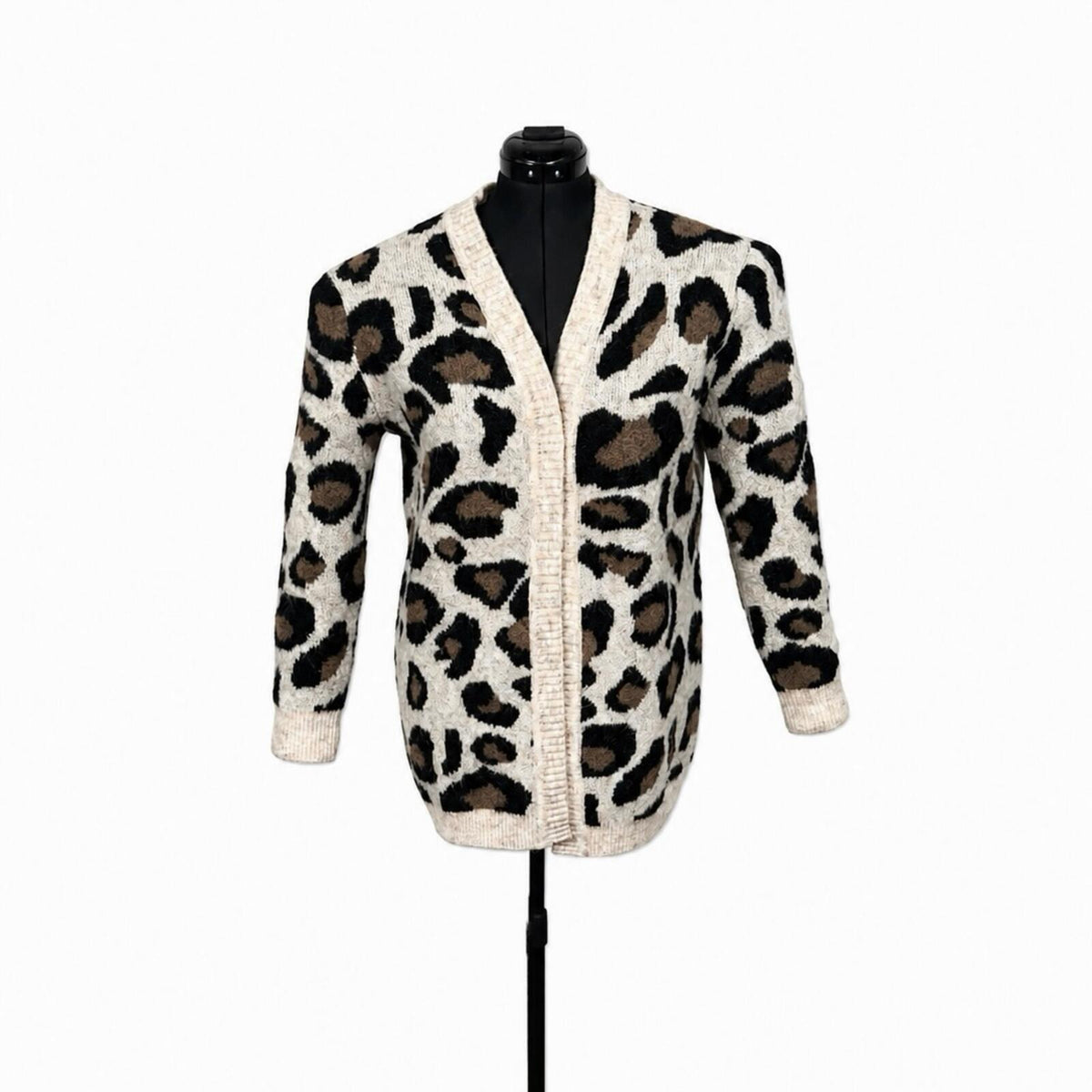 Aqua Leopard Cream and Leopard Print Cardigan (L)