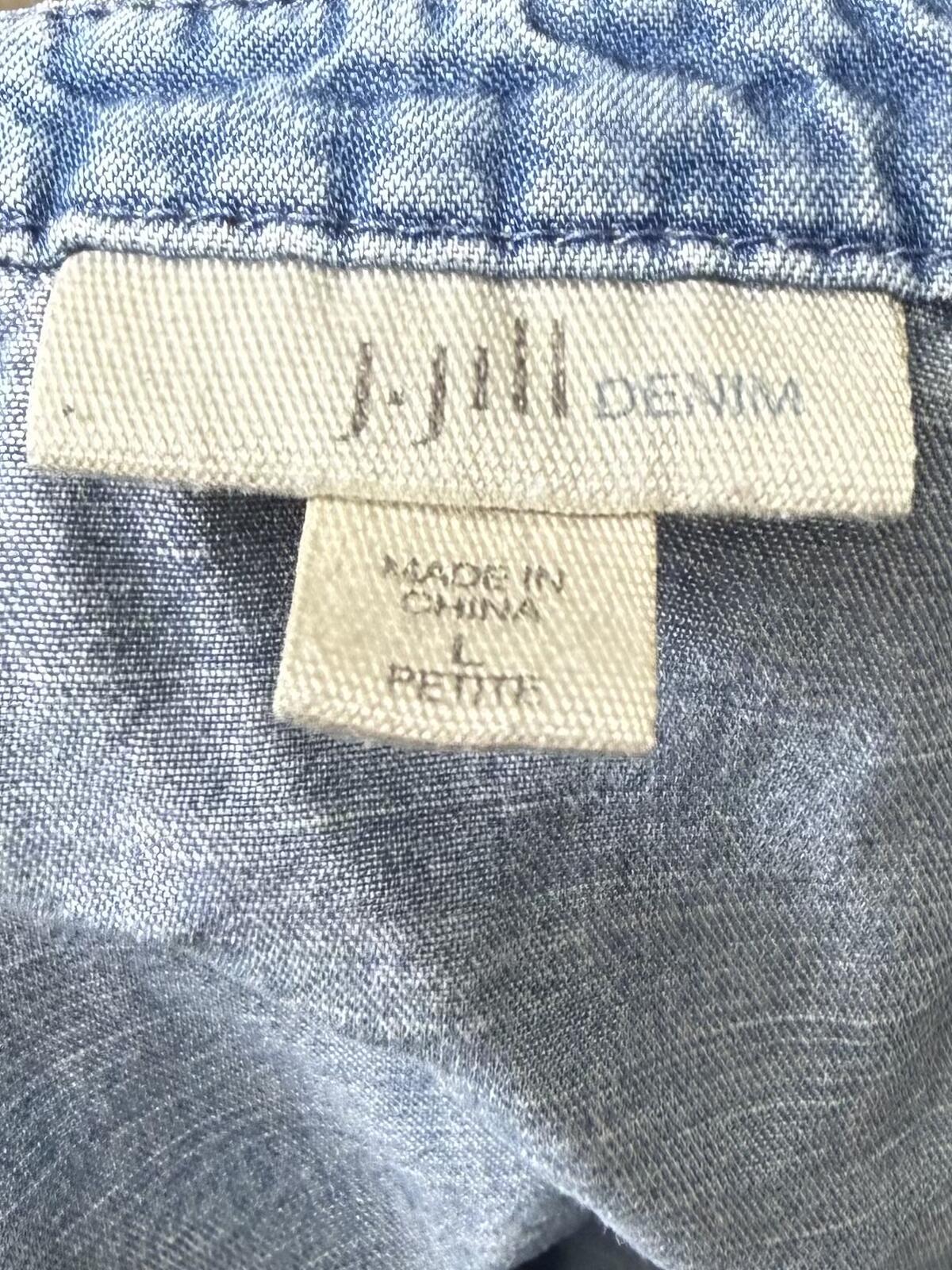 J.Jill Light Denim Half Button Up Chambray Sleeveless Tunic Top (L)