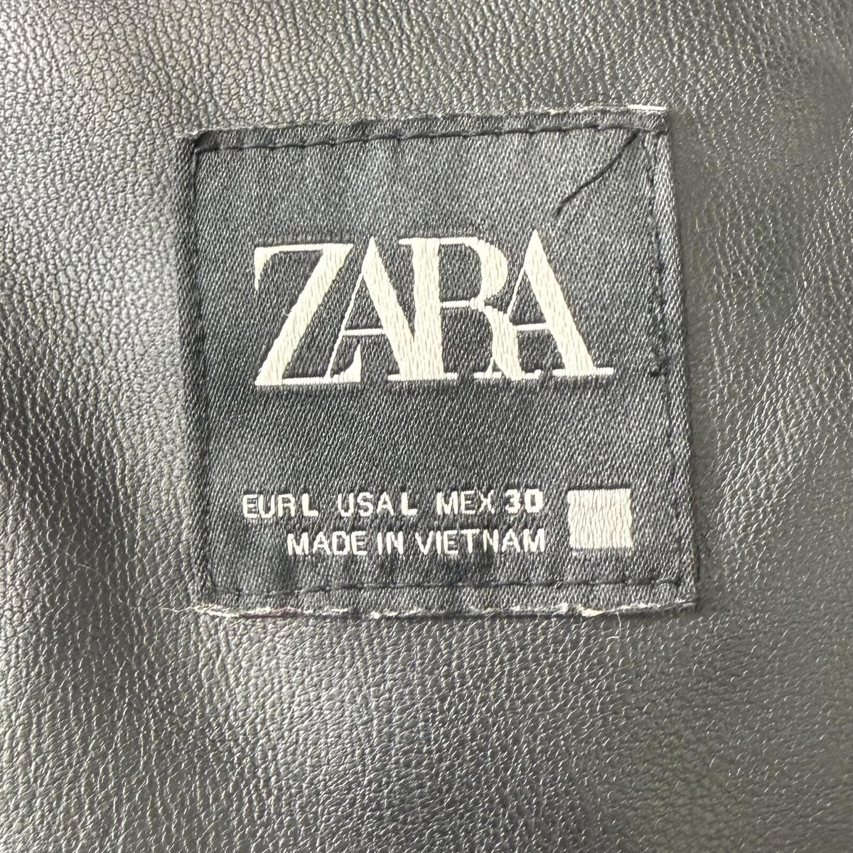 Zara Black Faux Leather Zip Puffer Jacket (L)
