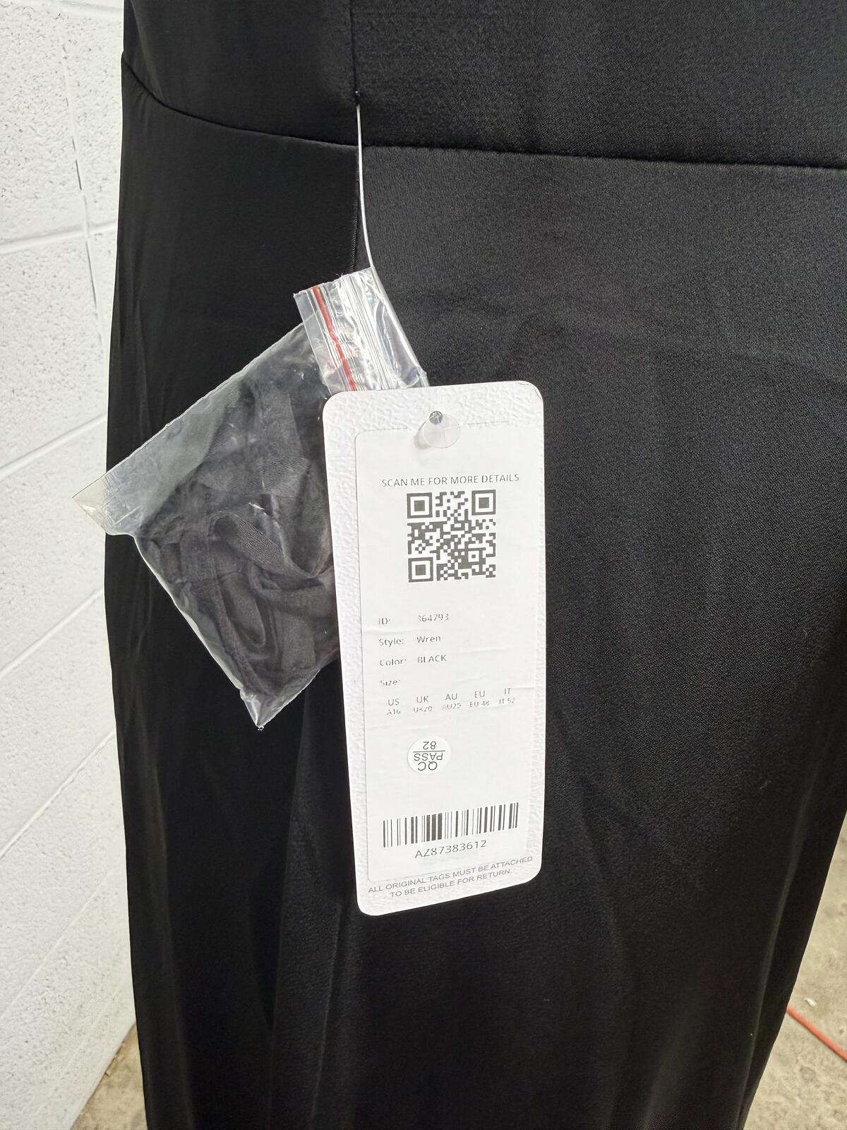 Azazie Wren Black Stretch Satin A-Line Strapless Bridesmaids Dress (Size 16)