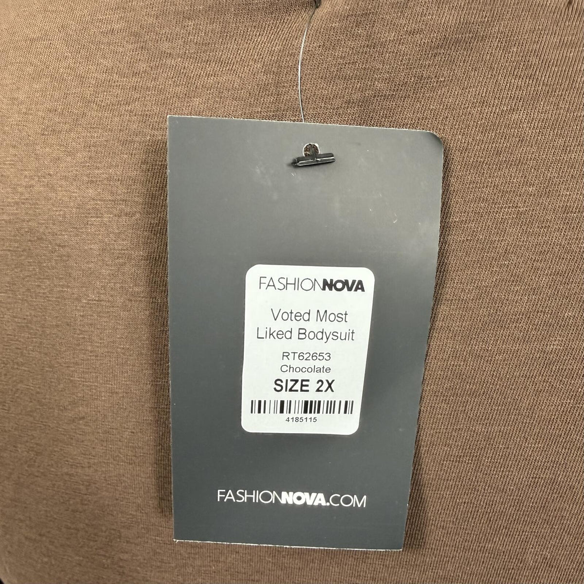 Fashion Nova Chocolate Brown V Neck Bodysuit (2X)