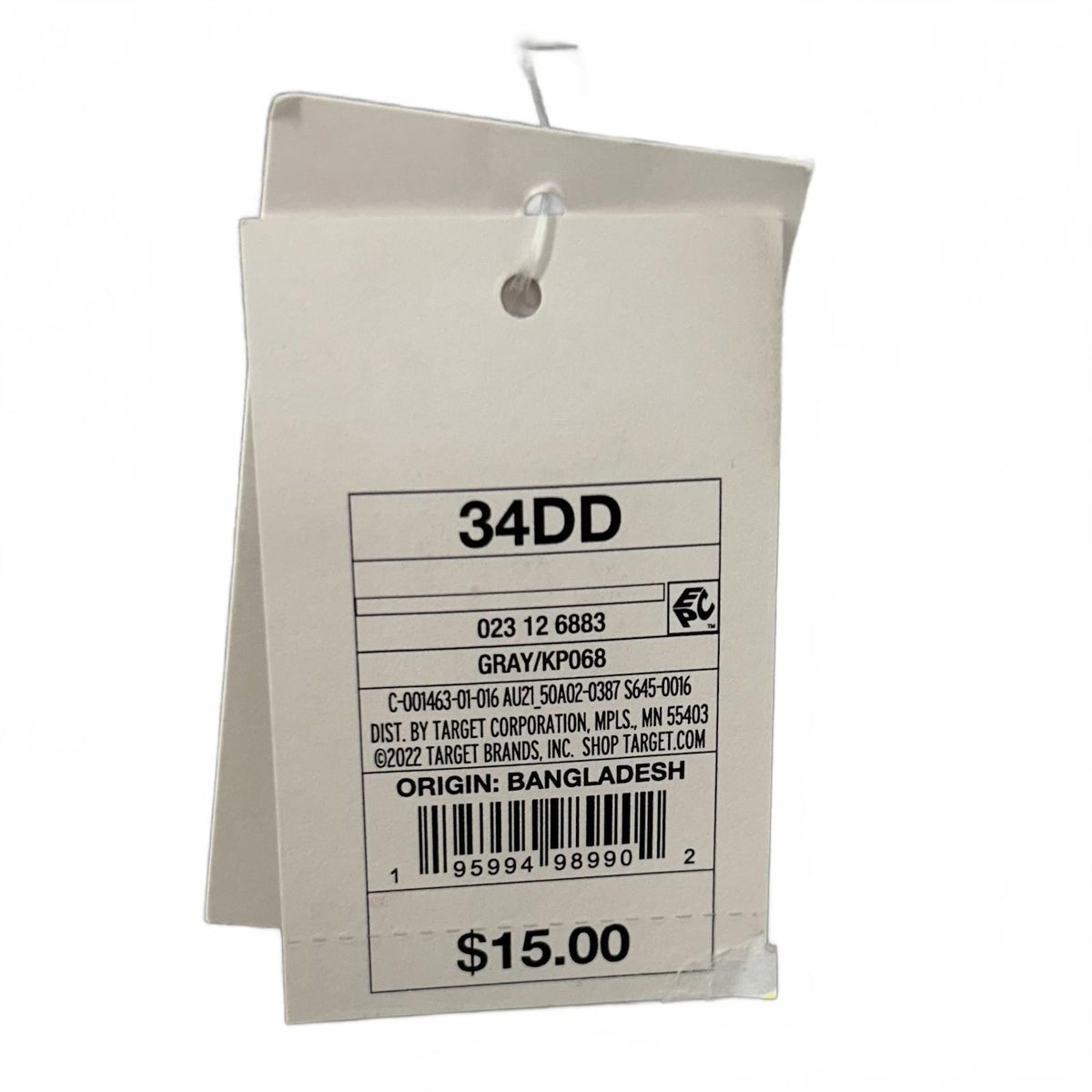 Auden Gray Lightly Lined Demi Coverage Racerback Bra (34DD)