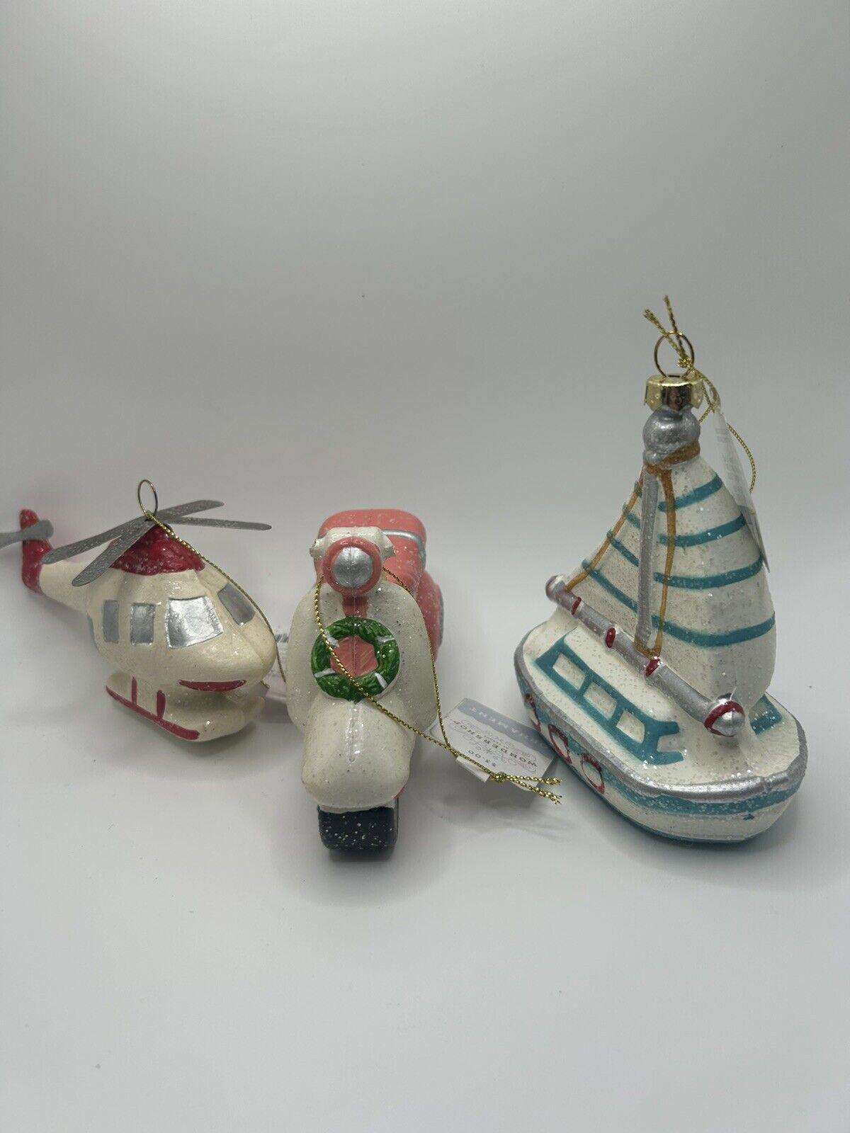 Wondershop Helicopter, Motorcycle & Boat Glittery Ornament Set (3 Count)