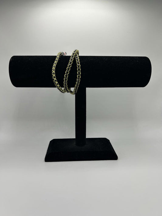 Invicta Jewelry Stainless Steel & Yellow/Black Nylon Chord Box Chain Necklace