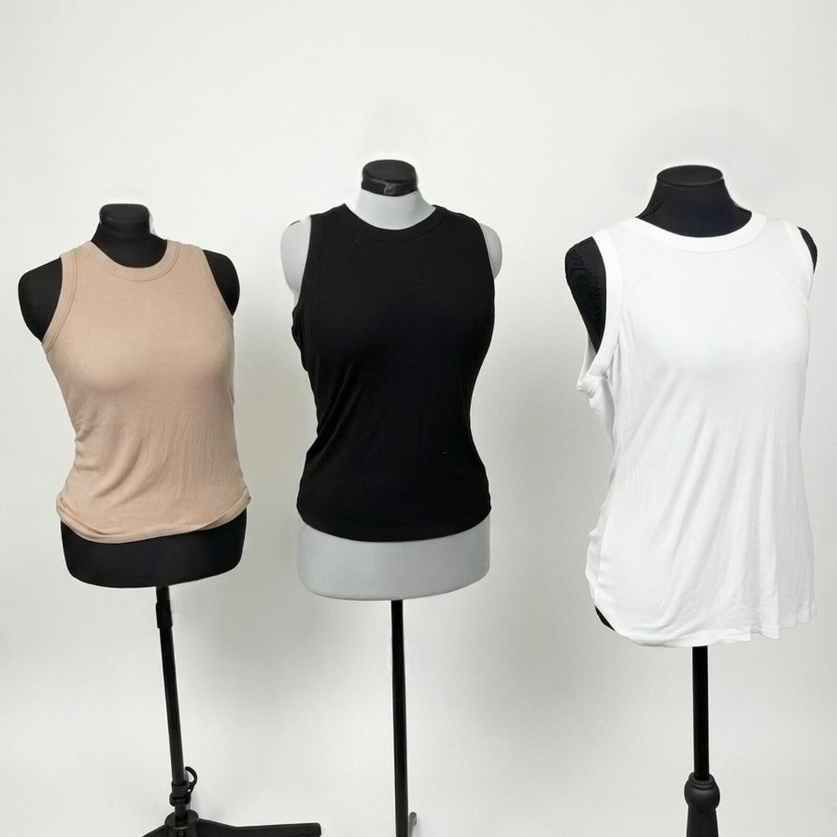 Dokotoo Neutrals (Black, White, Nude) Tank Top Set 3 Count (XL)
