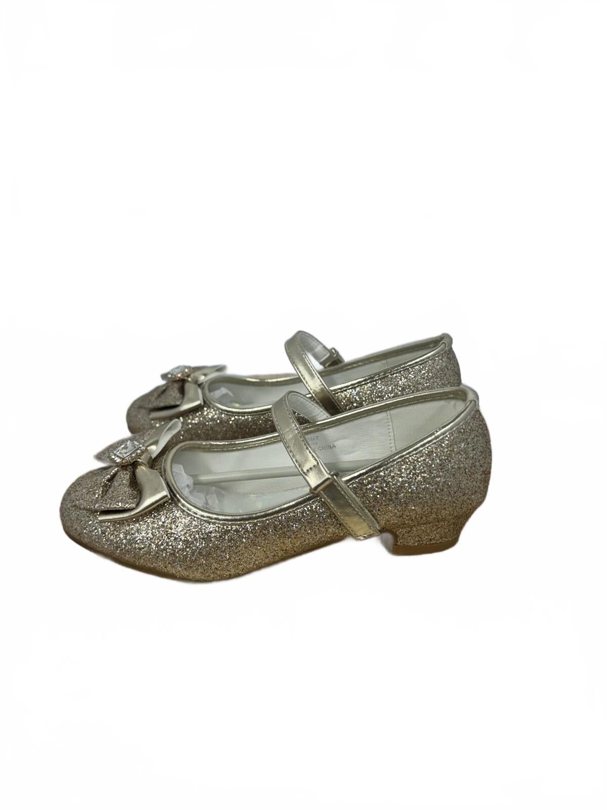 Furdeour Gold Sparkle & Bow Closed Toe Shoes (Child's Size 3)