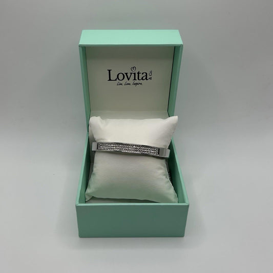 Lovita & Co. Silver Colored Metal Cuff w/ Crystal Accent Bracelet