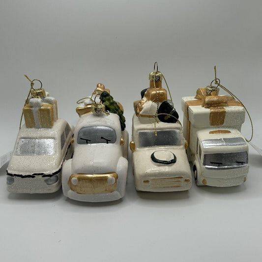 Wondershop Glittery Cars Ornament Set 4 Count