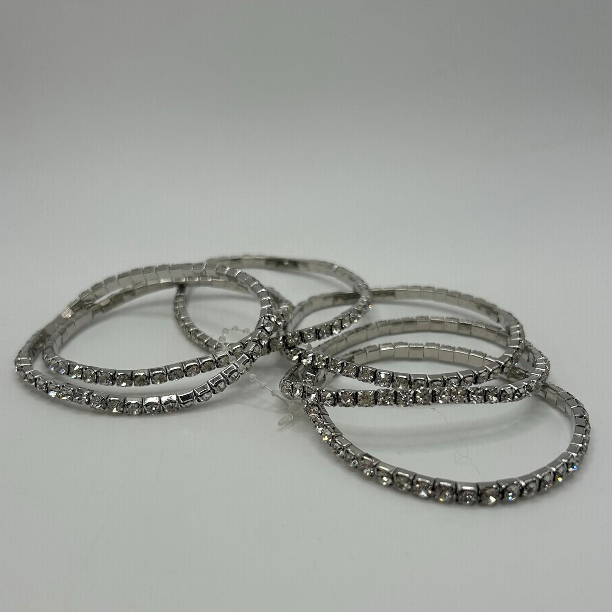 Lovita & Co. Crystal Silver Colored 6 Count Stackable Stretchy Bracelet Set