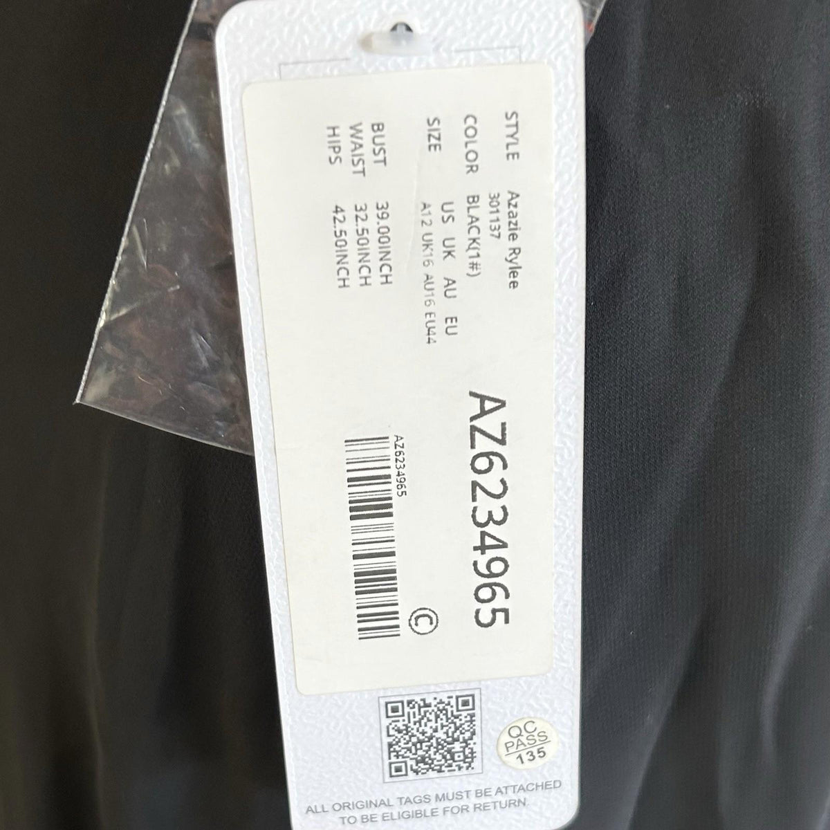 Azazie Rylee Black Chiffon A-Line Pleated Bridesmaids Dress (Size 12)
