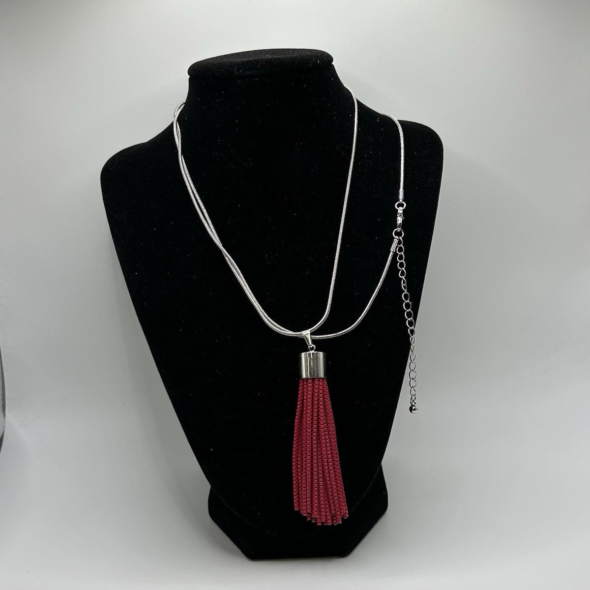 Christopher & Banks Long Painted Chain Tassel Peony Pink Necklace