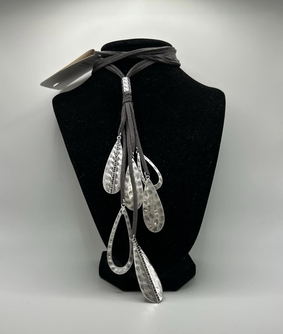 Christopher & Banks Long Corded Drop Silver Necklace (One Size)