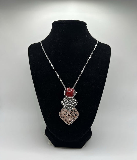 Christopher & Banks Long Cat’s Eye Wishful Red Necklace