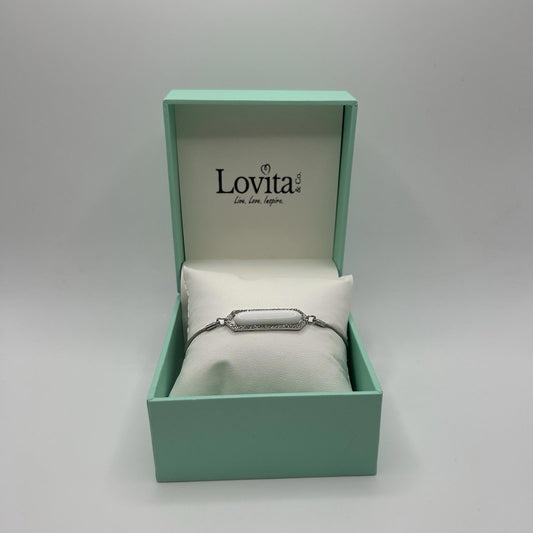 Lovita & Co. Women’s Silver & White Stone with Crystal Boarder Toggle Bracelet