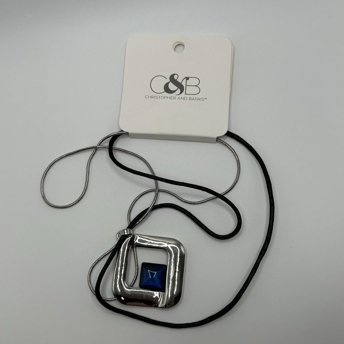 Christopher & Banks Cat’s Eye Drop Corded Enchanted Blue Necklace