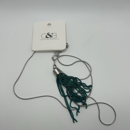 Christopher & Banks Long Painted Chain Tassel Turquoise Necklace