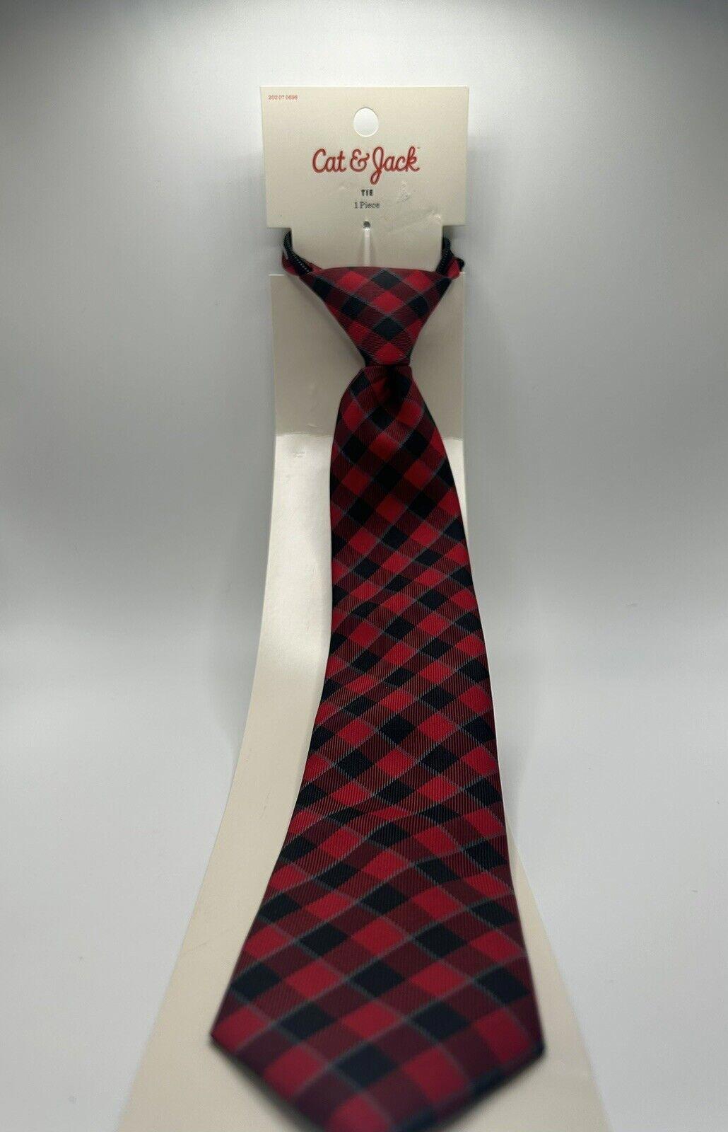 Cat & Jack Red, Gray and Black Plaid Tie (S/M)