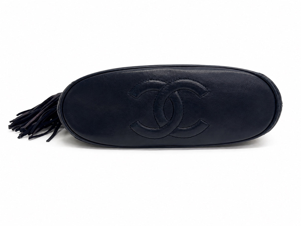 Chanel Vintage Dark Navy Quilted Leather Shoulder Bag