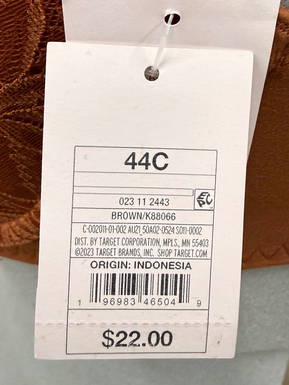 Auden Burnt Orange Lightly Lined Balconette Underwire Bra (44C)