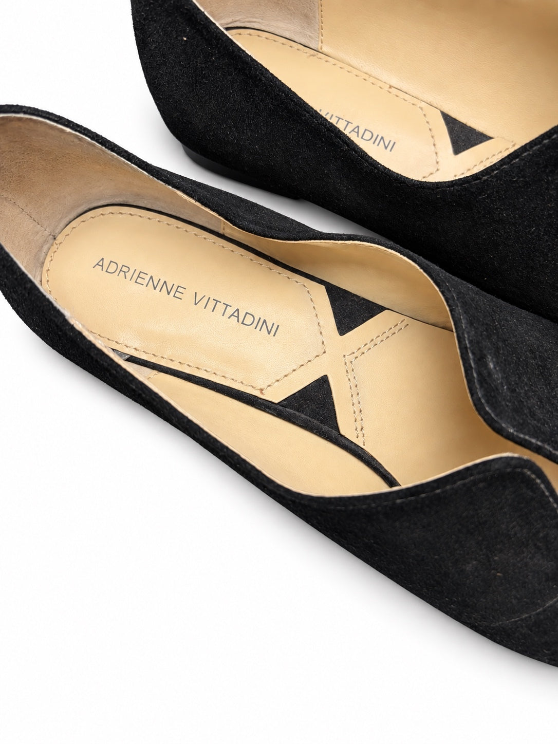 Adrienne Vittadini Black Suede V-Slit Flats (W 8.5)