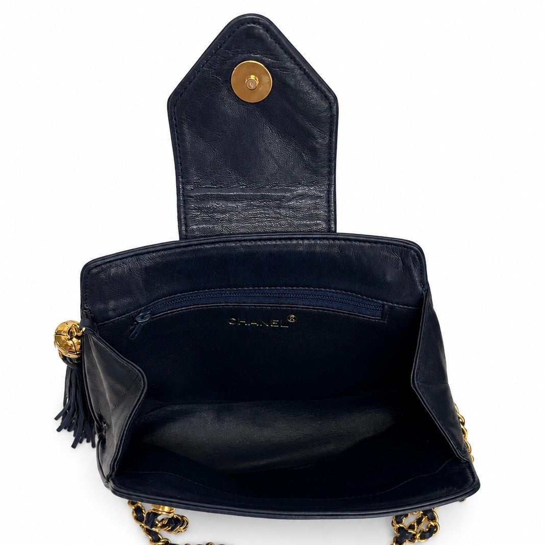 Chanel Vintage Dark Navy Quilted Leather Shoulder Bag