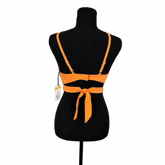 Shade & Shore Orange High Neck Swim Top with Removable Pads (36D)