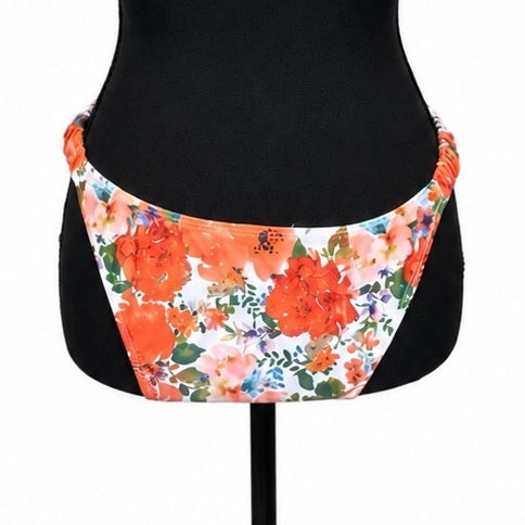 Orange, Green & Blue Watercolor Floral Bikini Bottom (XL)