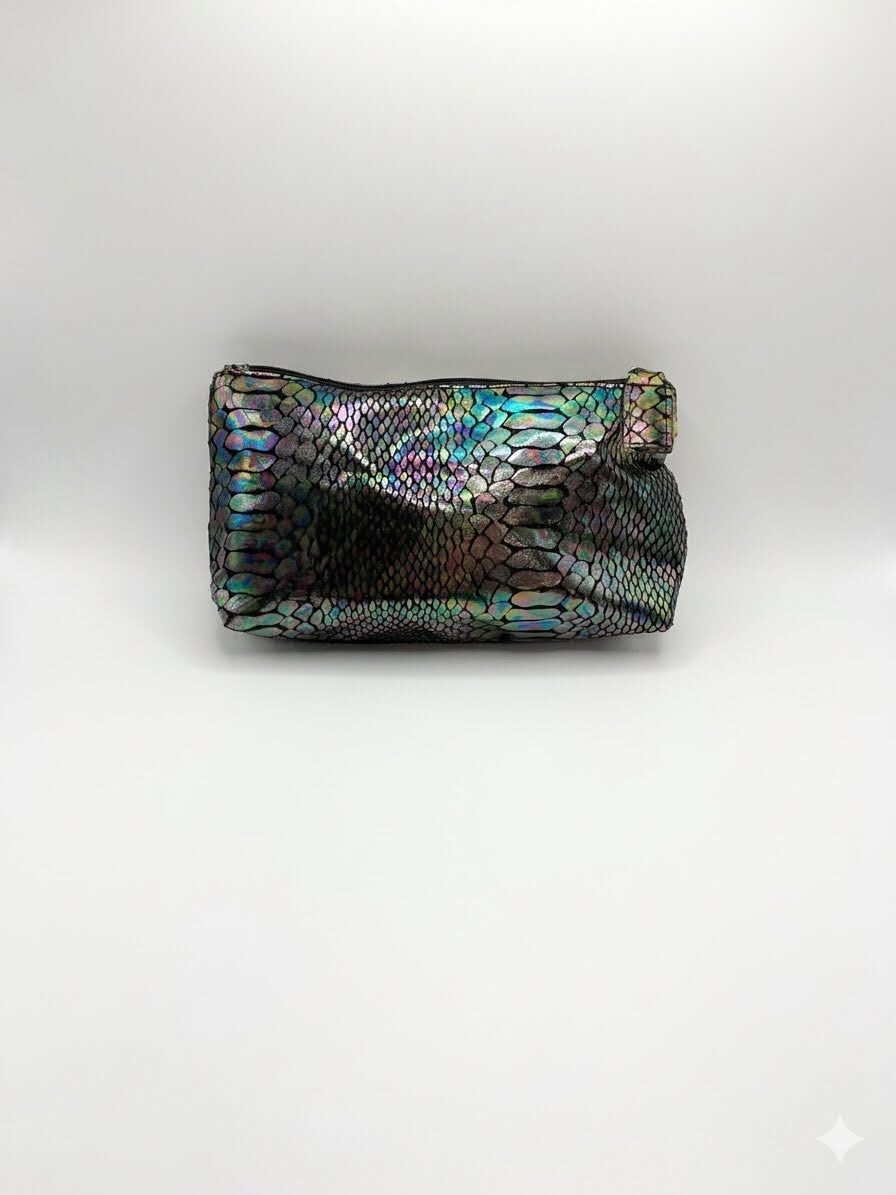 Carlos Falchi Iridescent Faux-Snakeskin Clutch (7.5 in x 4 in)
