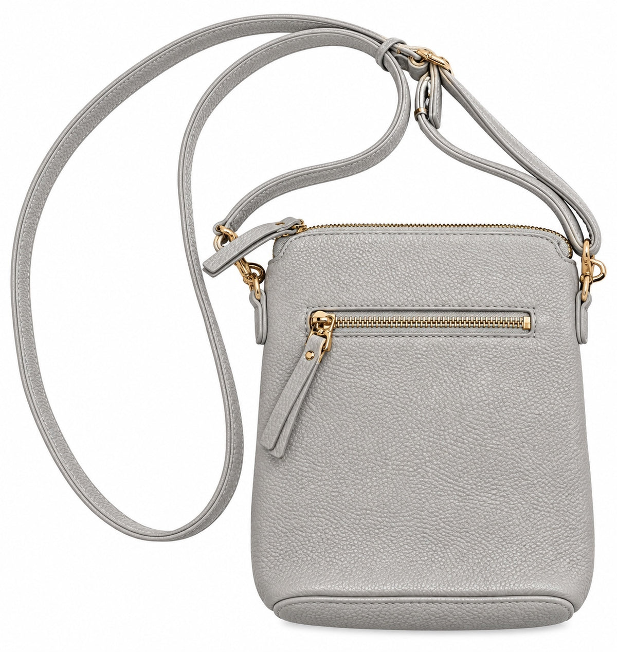Light Gray Pebbled Leather Crossbody Bag