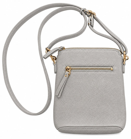 Light Gray Pebbled Leather Crossbody Bag