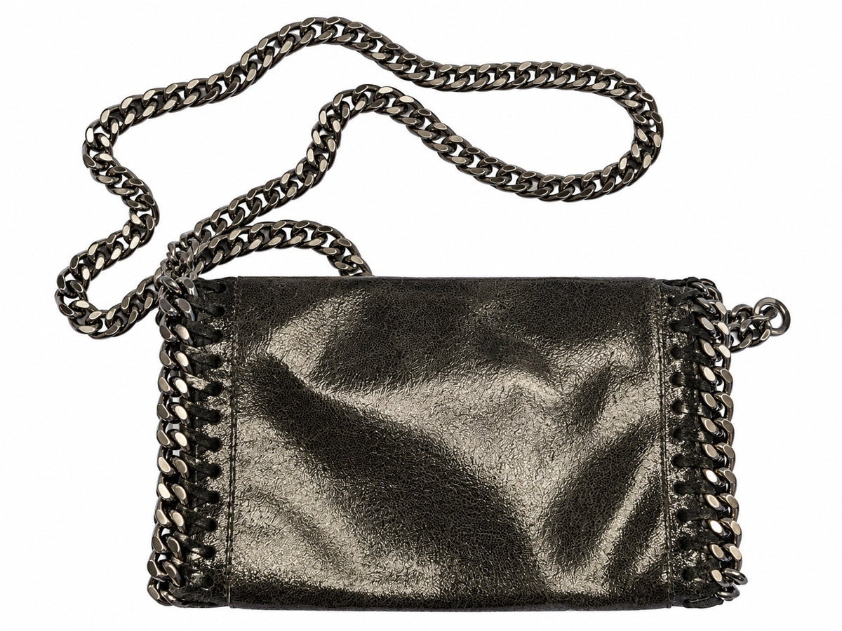 Borse in Pelle Genuine Leather Metallic Silver Chain Cross Body Bag