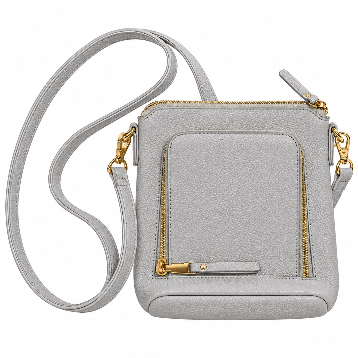 Light Gray Pebbled Leather Crossbody Bag