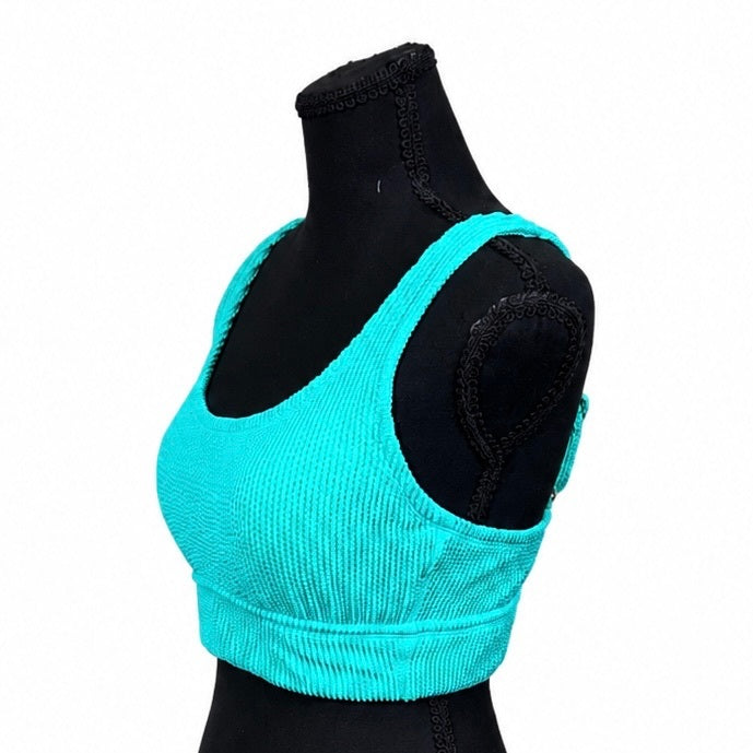 Kona Sol Teal Pucker Textured Bikini Top (M)