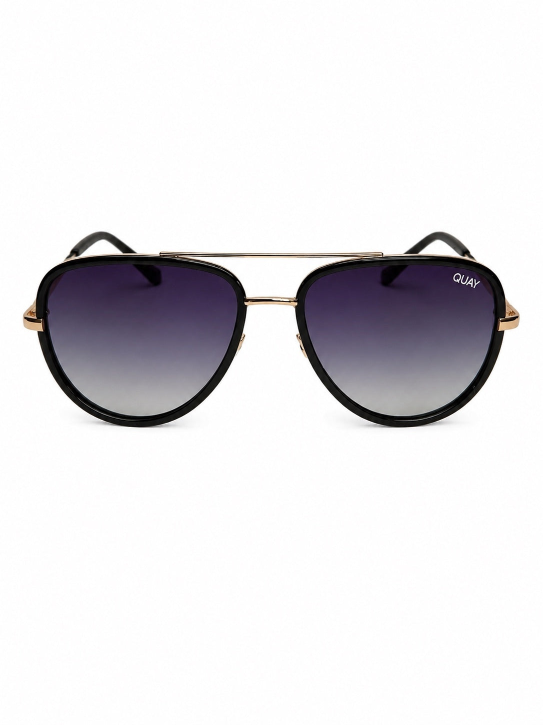 Quay Australia All In Black & Rose Gold Aviator Style Sunglasses
