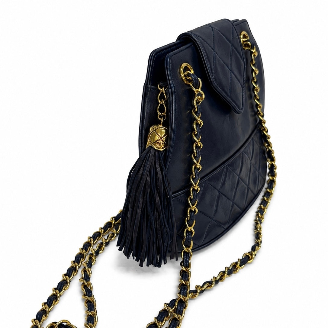 Chanel Vintage Dark Navy Quilted Leather Shoulder Bag