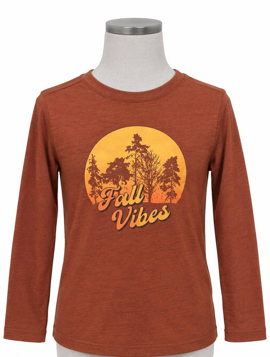 Cat & Jack 'Fall Vibes' Orange Long Sleeve Graphic Shirt (XL-24)
