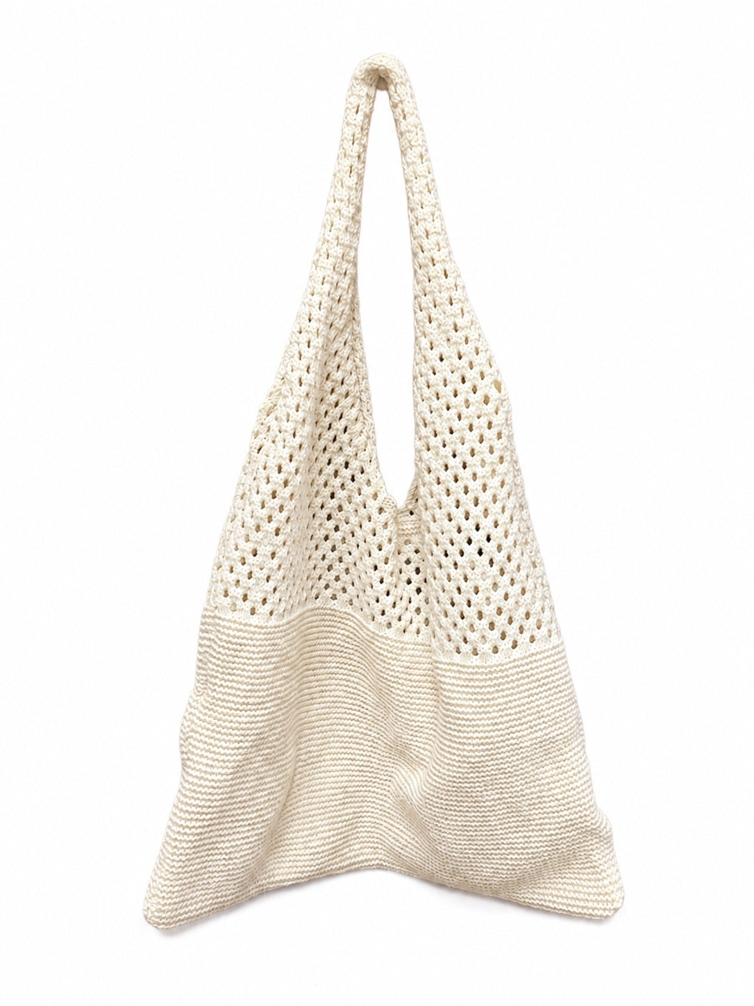 Medium Sized Cream Knitted Beach Bag